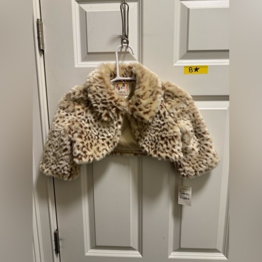 Youth Girls Sweet Ivy Faux Fur Leopard Print Jacket Coat NWT